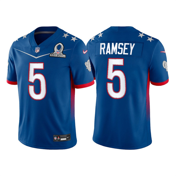 Men's Los Angeles Rams 5 Jalen Ramsey 2022 Royal Pro Bowl Stitched